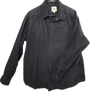 PDC Shirt Mens XL Black Pearl Snaps Western Chambray Roll Tab rodeo